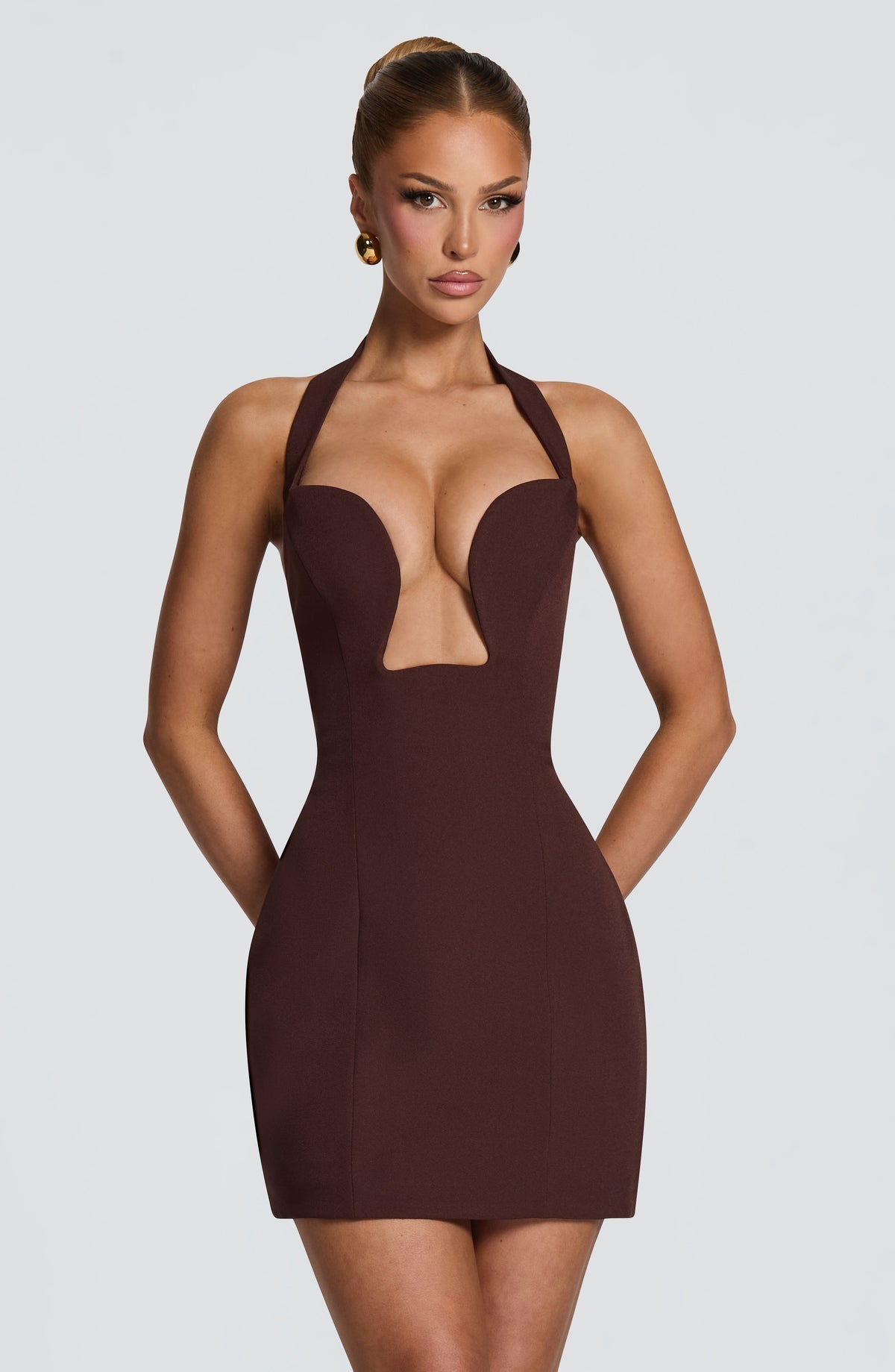 Charlotte Mini Dress - Plum Brown